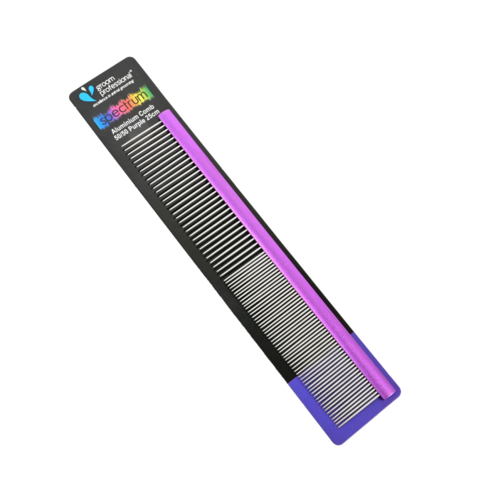 Groom Professional Spectrum Aluminium Comb 50/50 Purple 25cm